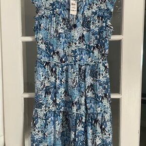 Charter Club Blue and White Ruched Smocked Sundress